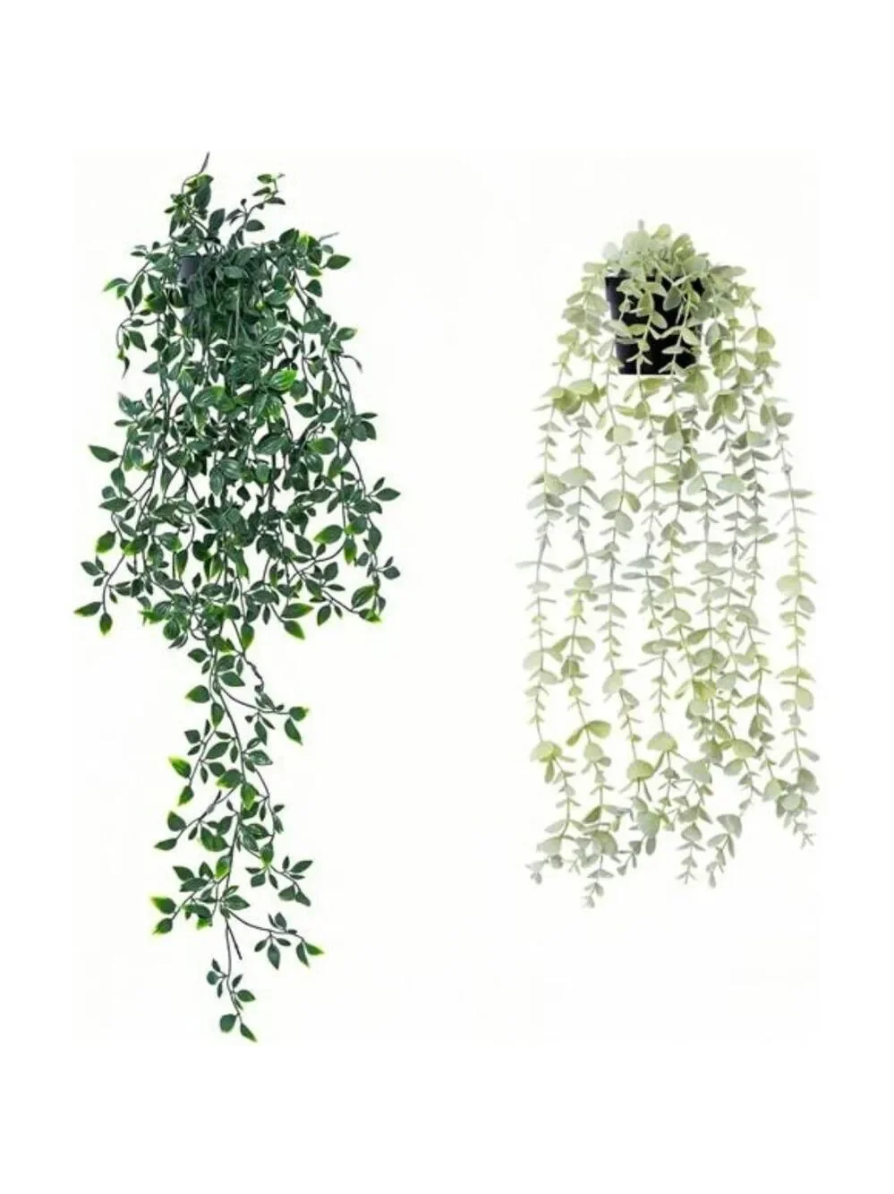Artificial hanging plants set of 2 potted eucalyptus mandala leaves room decor
